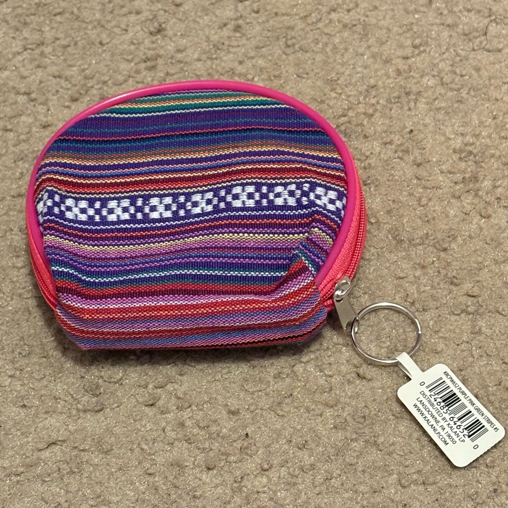 NWT striped design colorful keychain pouch